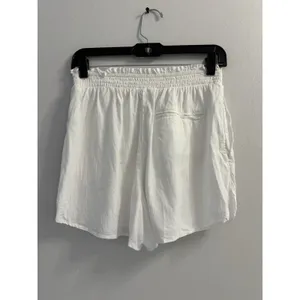 Aerie White Linen Blend Smocked Waist Ruffle Shorts women size S/P thumbnail 3