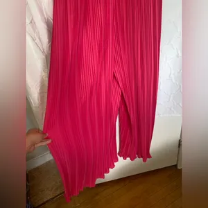 Beyond Words Pink Long Wide Leg Flowey Jumpsuit Romper L Ribbed Sleeveless thumbnail 9