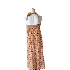 NEW Aerie Braided Halter Hi-lo Midi Maxi Dress Mustard Yellow thumbnail 7