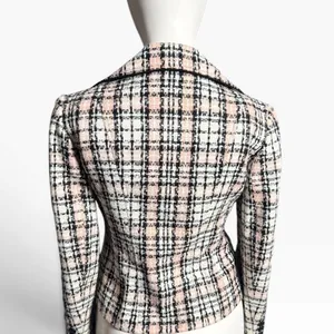 Vintage Jones New York Suit Size 4 Pink Black Plaid Tweed Double Breasted Blazer thumbnail 3