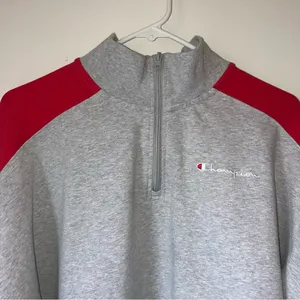 Champion Gray and Red Quarter Zip Sweater thumbnail 2