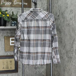 NWT Lands' End Boyfriend Fit Long Sleeve Shirt 519651 XS Steel Multi Plaid thumbnail 2