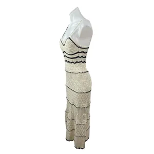 Zara Women's Geometric Crochet Knit Sleeveless Midi Cami Tank Bodycon Dress Sz M thumbnail 3