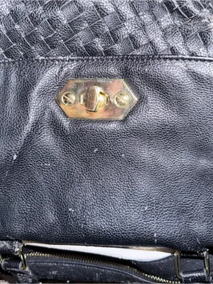 Black and White Women's Satchel Bag - Classic Two-Tone Leather thumbnail 3