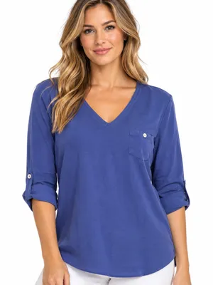 Soft Surroundings V-Neck Tencel Tunic Il Blouse size XL thumbnail 1