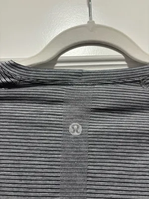 Lululemon short sleeve swiftly tech grey and black stripe thumbnail 4