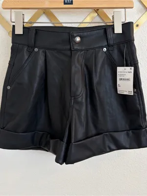 NWT BlankNYC Lonestar Black Faux Leather Shorts 24 thumbnail 3