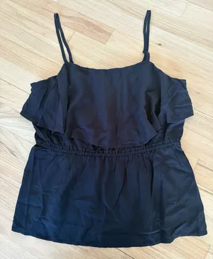 Old Navy Black Ruffle Top thumbnail 1