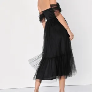 Lulus Divine Dreamer Off the‎ Shoulder Tiered Midi Dress, Black, XL, NWT thumbnail 6