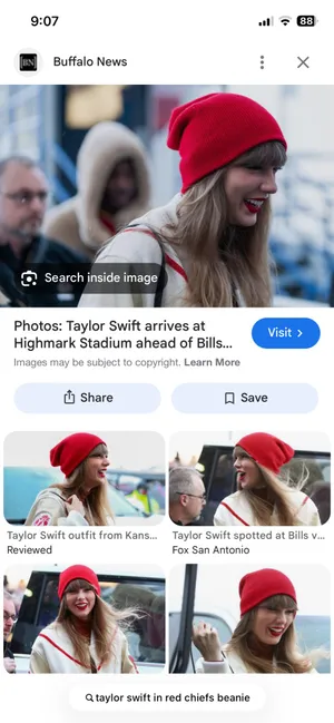Taylor Swift Styled Red and Gold Kansas City Beanie Hat thumbnail 2