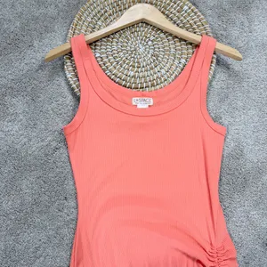 L*Space Wome’s Sandpiper Maxi Dress Sleeveless Ribbed Side Ruched Putty Orange S thumbnail 5
