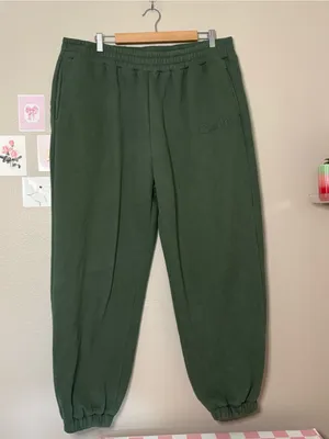 Comfrt comfort Dark Green Fleece Joggers plus size unisex Xl thumbnail 2