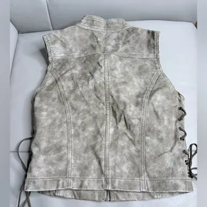 Jaded London Faux Leather Distressed Lace-Up Moto Vest Y2K Size XS thumbnail 3
