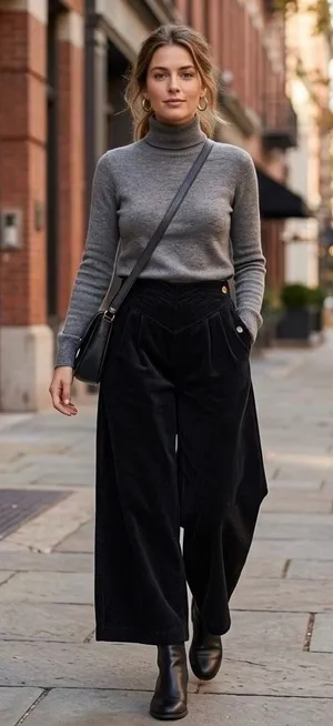 Womens 7/8 The Bottom Line by Brooks 100% Cotton Black Wide Leg Capri/Culottes thumbnail 1