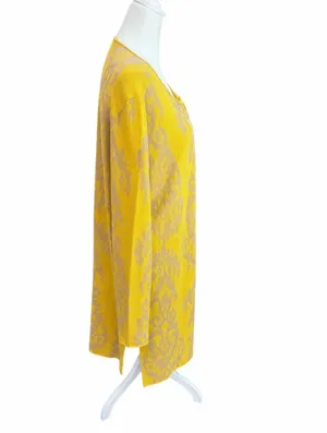 Rara Avis by Iris Apfel Yellow Ikat Duster Cardigan XL Tassel Art to Wear thumbnail 3