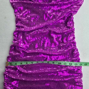 Urban Outfitters Magenta Purple Sequin Cowl Neck‎ Ruched Mini Dress Small thumbnail 9