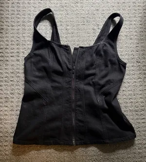 Universal Threads Black Zip Up Denim Top thumbnail 1