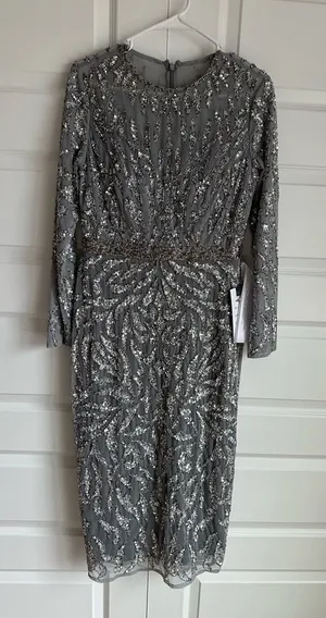 Mac Duggal 5521 Sequin Beaded Midi Sheath Dress Size 8 NWT‎ thumbnail 1