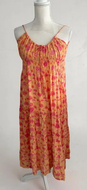 BEACHGOLD Orange Floral Maxi Dress Size Medium thumbnail 1