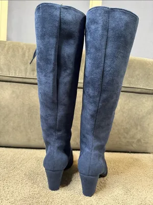 Tall Blue Faux Suede Lace-Up Women’s Boots Size 7 (38) NEW thumbnail 4