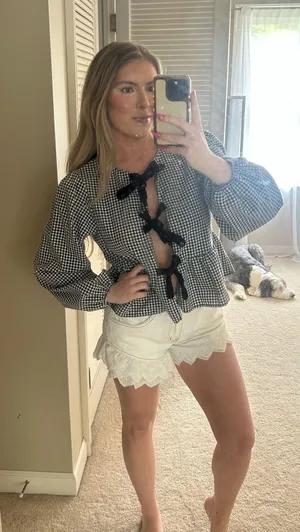 Shein Gingham Tie Top Front thumbnail 1