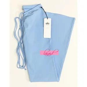 Alo Airbrush High-Waist Cinch Flare Legging Tile Blue Tie-Up Corset Lace Hi-Rise thumbnail 13