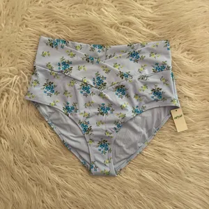 Aerie High Rise Full Coverage Crossover Bikini Bottom Eyelet Blue Medium thumbnail 4