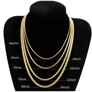 3mm Gold Herringbone Necklace | Gold Plated Sterling Silver‎ thumbnail 15