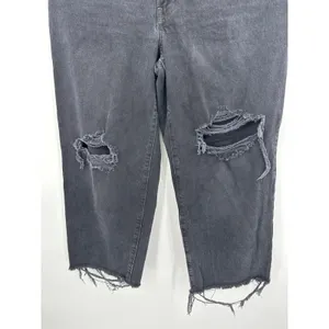 Levis Baggy Dad Jeans Womens 29 Washed Black Distressed Raw Hem A3494-0018 thumbnail 4