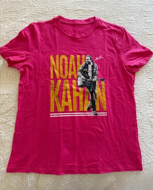Noah Kahan Graphic Tee in Bright Pink with Yellow Print thumbnail 1