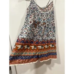 Boho Elephant Print Romper Pom Pom Trim Festival Playsuit thumbnail 3
