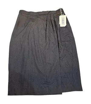 Vintage Dead‎ stock Carlisle Wool Gray Pencil Midi Skirt Size 16 Faux Wrap thumbnail 1
