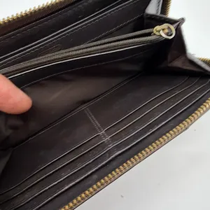 Coach Brown Croc Embossed Leather Zip Wallet thumbnail 8