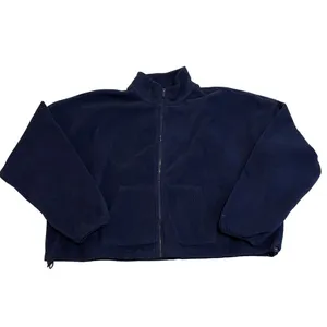 Fabletics Navy Blue Fleece Mock Neck Crop Zip Up Sweatshirt XXL thumbnail 3