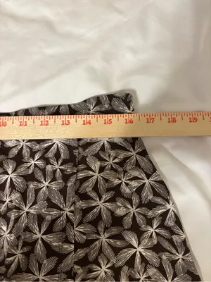 Talbots M Brown Cream Floral Stretch A-Line Midi Skirt thumbnail 4