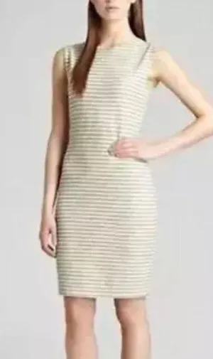 Kinette Textured Striped Gold Metallic Dress Size 6 thumbnail 1