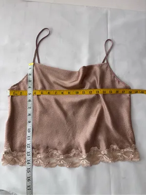Vintage Victoria's Secret Y2K Satin Cowl Neck Cami Top Lace Trim Mauve Size L thumbnail 4