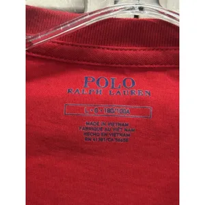 Polo Ralph Lauren TShirt Women's Logo V Neck Size L Red Soft Designer Casual thumbnail 2
