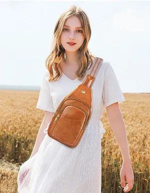 Sling Bag for Women Faux Leather Fanny Pack Detachable Strap Crossbody Bag FC1 thumbnail 3