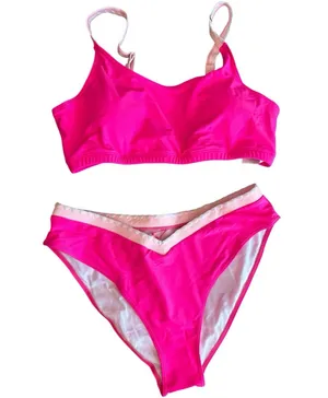 NWT A Image Pink V Waist Sexy Embroidered Bikini Swimsuit Size XL thumbnail 1