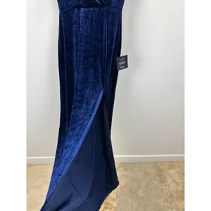 Lulus Eternal Elegance Navy Blue Velvet Short Sleeve Maxi Dress Formal Small NWT thumbnail 8