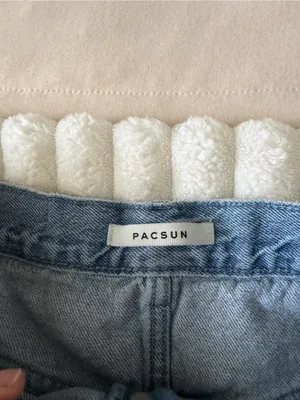 PacSun Light Blue Frayed vintage High-Rise Denim Shorts thumbnail 5