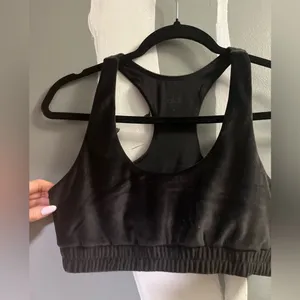 ALO Yoga Luxe Black Velvet Sports Bra thumbnail 2