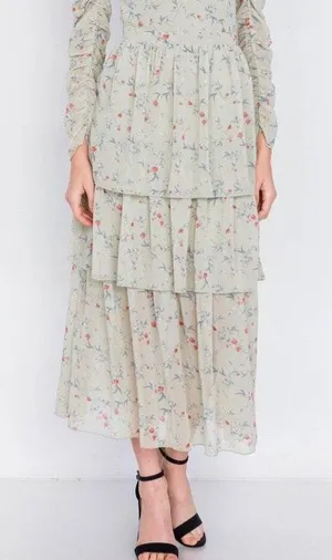 Everly Mint Floral Maxi Dress thumbnail 4
