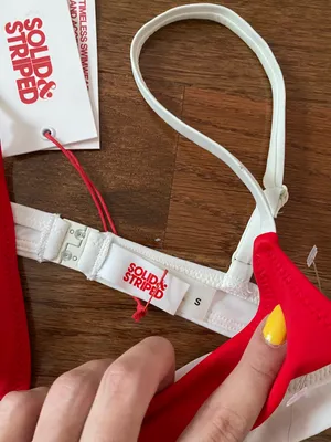 NWT  red and white triangle bikini top thumbnail 3