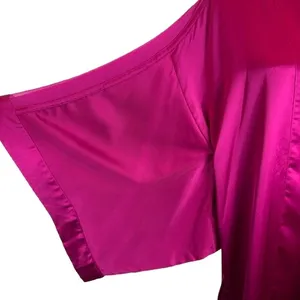 Victoria's Secret Hot Pink Satin Kimono Robe Mesh Detail Missing Belt Size‎ XS/S thumbnail 2