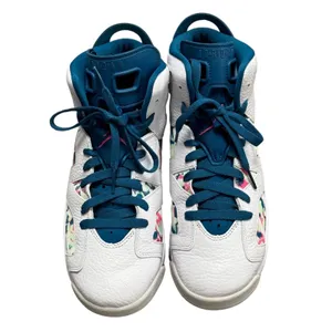 Jordan 6 Retro White Laser Fuchsia Green Abyss Kids 7Y/8.5W thumbnail 2