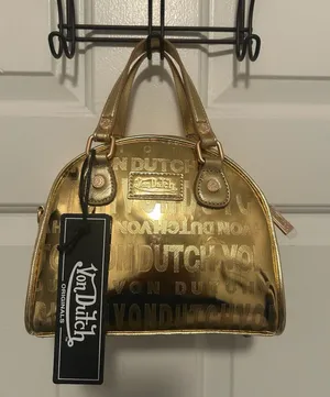 Von Dutch Metallic Gold Bowling Bag VDBB-1004GLD thumbnail 1