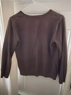 Laura Scott Argyle Cardigan Women's Brown Sweater Size L thumbnail 2