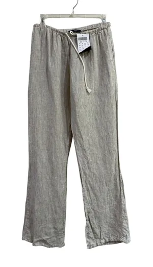 Brandy Melville Tan White Striped 100% Linen Drawstring Pants One Size NWT thumbnail 1